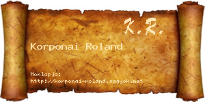Korponai Roland névjegykártya